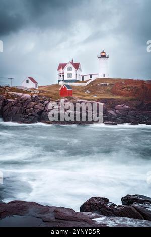 Cape Neddick Lighthouse, auch Nubble Lighthouse York, Maine New England, USA genannt Stockfoto