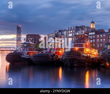 Portsmouth Harbor und Moran Schlepper Portsmouth New Hampshire, New England, USA Stockfoto