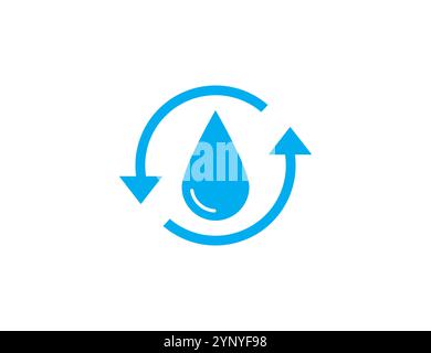 Pfeil, Tropfen Wasser, Öko-Symbol. Vektorabbildung. Stock Vektor