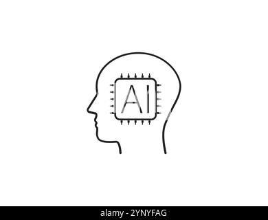 KI, künstliche Intelligenz, Hauptsymbol. Vektorabbildung. Stock Vektor