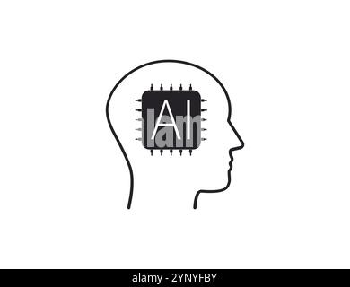 KI, künstliche Intelligenz, Hauptsymbol. Vektorabbildung. Stock Vektor