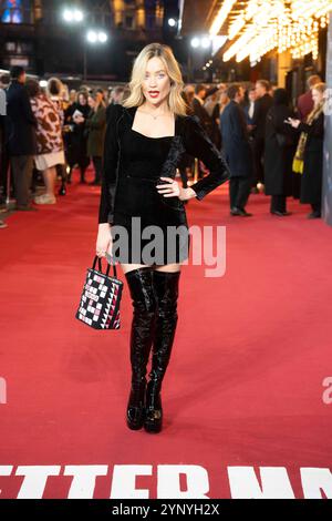 Laura Whitmore besuchte die europäische Premiere von Better man im Odeon Luxe, Leicester Square, London. Bilddatum: Mittwoch, 27. November 2024. Stockfoto