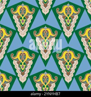 Geometrisches Nahtloses Muster Arabesk. Dekoratives Asiatisches Folk-Muster. Ethnische Ornamente, Kirgisisch, Kasachisch, Baschkiren, Tataren, Yakut Mongolen Stock Vektor