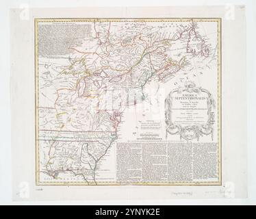 America septentrionalis a Domino d’Anville in Galliis edita nunc in Anglia : Coloniis in interiorem Virginiam deductis nec non Fluvii Ohio cursu aucta notisque geographicis et historicis illustrata 1756 von Anville, Jean Baptiste Bourguignon d', 1697-1782 Stockfoto