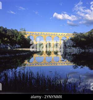 UNESCO-Weltkulturerbe, Aquädukt Pont du Gard, Römerbrücke, Provence, Frankreich, Europa Stockfoto