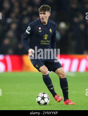 Nicolò Savona von Juventus in Aktion während der UEFA Champions League, Liga Phase MD5 Spiel Aston Villa gegen Juventus in Villa Park, Birmingham, Großbritannien, 27. November 2024 (Foto: Gareth Evans/News Images) Stockfoto