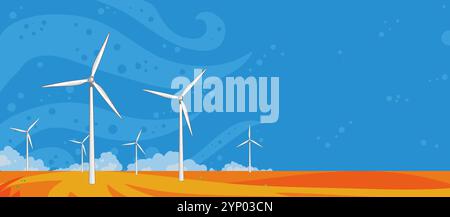 Windpark, Offshore-Windturbinen Stock Vektor