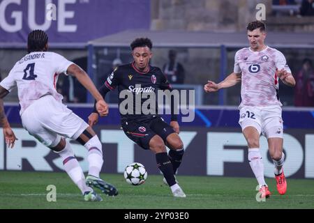 Bologna, Bologna, ITALIEN. November 2024. Während des Champions-League-Spiels 11/2024 Fußball-Spiel zwischen dem FC Bologna und dem SC Lille im Dall'Ara-Stadion in Bologna. Auf dem Foto: Dan Ndoye vom FC Bologna (Credit Image: © Fabio Sasso/ZUMA Press Wire) NUR REDAKTIONELLE VERWENDUNG! Nicht für kommerzielle ZWECKE! Stockfoto