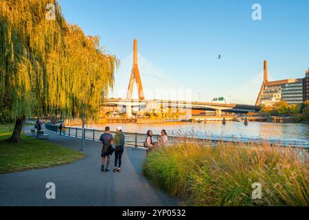 Zakim Bridge am North Point Park Boston, Massachusetts, USA Stockfoto