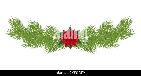 Weihnachtsstern und Tannengirlanden Design Stock Vektor