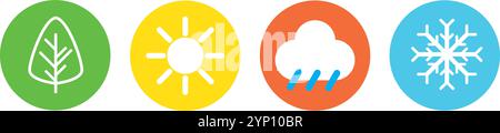 Four Seasons Frühling Sommer Herbst Winter Natur Icon Set Vektor-Logo Stock Vektor