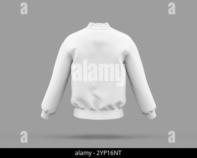 Weiße leere Bomberjacke 3D-gerendertes Modell in Baseballjacke mit Rückenansicht Stockfoto