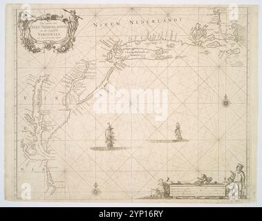 PAS caerte van Nieu Nederlandt en de Engelsche Virginies : van Cabo Cod tot Cabo Canrick 1676 von Goos, Pieter, ca. 1616-1675 Stockfoto