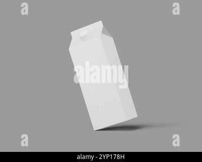 White Leere Box Packaging Mockup für Saft- und Milchbehälter Stockfoto