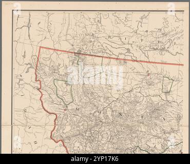 Karte des Departements Dakota, einschließlich Minnesota, North Dakota, Montana, Yellowstone National Park, und der Teil von South Dakota, der nördlich des vierundvierzigsten Breitengrades 1891 liegt, bei Merritt, Wesley, 1834-1910 Stockfoto