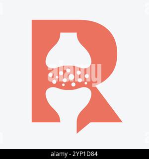 Initial Letter R Knie Joint Knochen Logo für medizinische und Gesundheit Symbol Stock Vektor