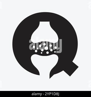 Initial Letter Q Knie Joint Knochen Logo für Medizin und Gesundheit Symbol Stock Vektor