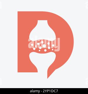 Initial Letter D Knie Joint Knochen Logo für medizinische und Gesundheit Symbol Stock Vektor