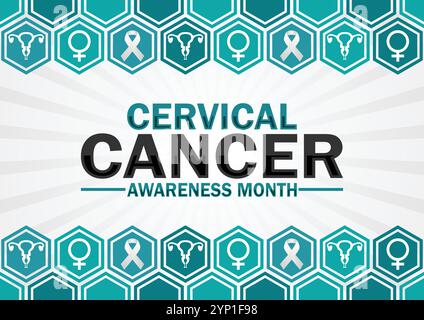 Gebärmutterhalskrebs Awareness Month Modern Vector Illustration. Urlaubskonzept. Vorlage für Hintergrund, Banner, Karte, Poster mit Textbeschriftung. Stock Vektor