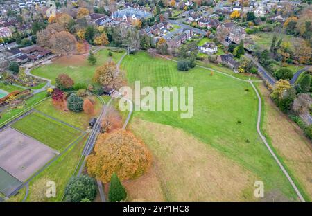 Aus der Vogelperspektive der Buche hurst Gardens im Herbst in der haywards Heide westlich von sussex Stockfoto