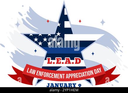 National Law Enforcement Appreciation Day oder LEAD-Illustration, in der die Strafverfolgungsbeamten in einem flachen Hintergrund gedankt werden Stock Vektor