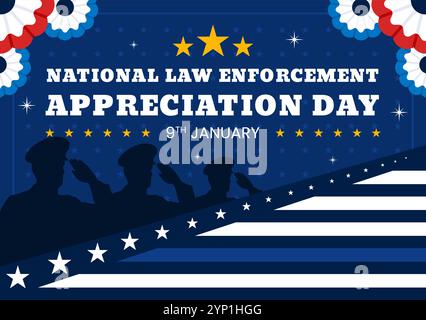 National Law Enforcement Appreciation Day oder LEAD-Illustration, in der die Strafverfolgungsbeamten in einem flachen Hintergrund gedankt werden Stock Vektor