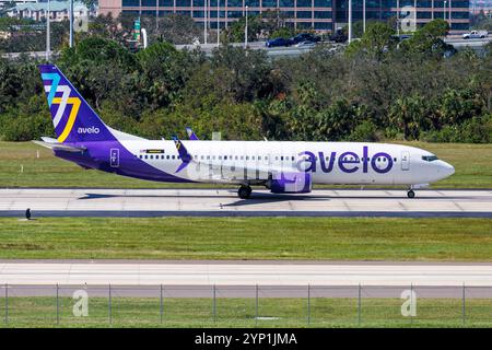 Tampa, USA - 17. Oktober 2024: Avelo Airlines Boeing 737-800 Flugzeug am Flughafen Tampa in den USA. Stockfoto