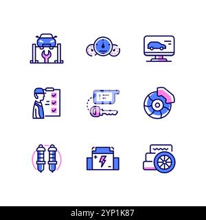 Car Services – Symbole im Liniendesign Stock Vektor