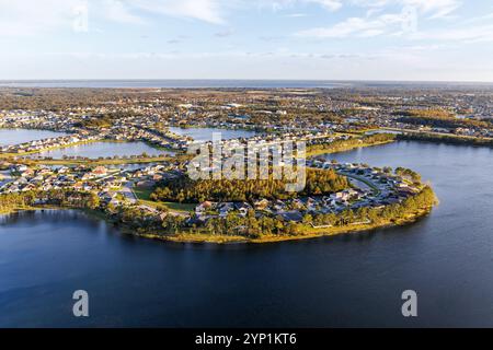 Luftaufnahme von neuen Immobilienhäusern in Florida Wyndham Lakes, Orlando, USA Stockfoto