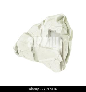 Steinsteine mit Felsfragmenten mit Rissen und rauer Textur. Digitale Illustration mit Aquarell. Stück Stein im Meer isoliert auf weißem Hintergru Stockfoto