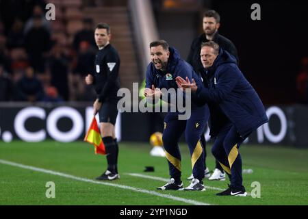 John Eustace, Trainer der Blackburn Rovers, während des Sky Bet Championship Matches im Riverside Stadium, Middlesbrough. Bilddatum: Mittwoch, 27. November 2024. Stockfoto