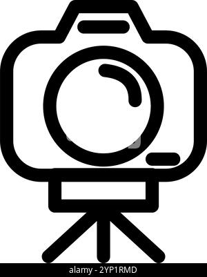 Kamera auf einem Stativ – sauberes und modernes Symbol für Fotografie und Videographie. Stock Vektor