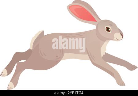 Hase läuft. Wildes Kaninchen in der Natur. Waldtier isoliert auf weißem Hintergrund Stock Vektor
