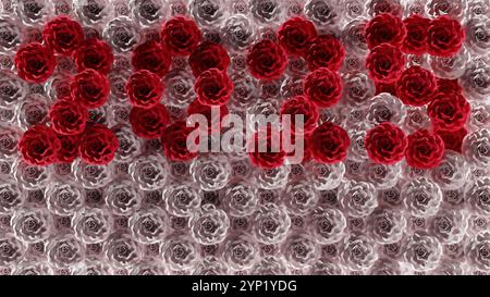 Happy New Year 2025 Text mit Rosenblumen 8k Illustration Stockfoto