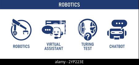 Robotik, Automatisierung, Illustrationssymbole eingestellt Stockfoto