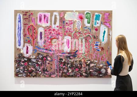 Thaddaeus Ropac, London, Großbritannien. November 2024. Joan Snyder: Body & Soul (28. November 2024-2, Februar 2025), eine Einzelausstellung des abstrakten Werkes des amerikanischen Künstlers. Joan Snyder (* 1940) ist ein MacArthur Fellow, ein Guggenheim Fellow und ein National Endowment for the Arts Fellow. Bild: Joan Snyder. Selfie, 2024. Quelle: Malcolm Park/Alamy Live News Stockfoto