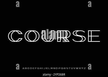 Einzigartige dekorative lineare Kunst Stil Alphabet Anzeige Schriftvektor. Kreative abstrakte Schrift Stock Vektor