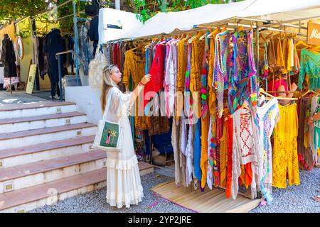 Las Dalias Hippie Market, Sant Carles de Peralta, Ibiza, Balearen, Spanien, Mittelmeer, Europa Stockfoto