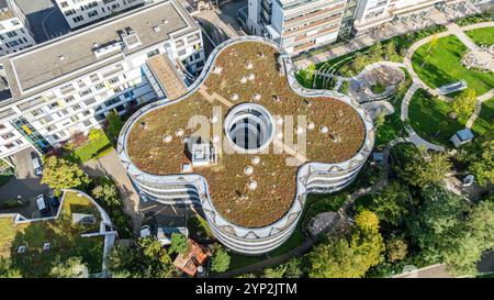 Luftaufnahme der Matthildenhöhe, UNESCO-Weltkulturerbe, Darmstadt, Hessen, Deutschland, Europa Stockfoto