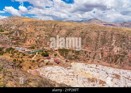 Maras Salinen Terrassen, Salinas de Maras, Cuzco Region, Peru, Südamerika Stockfoto