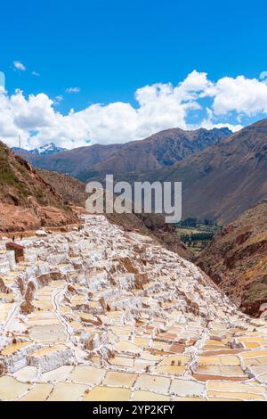 Salinen von Maras, Salinas de Maras, Cuzco Region, Peru, Südamerika Stockfoto