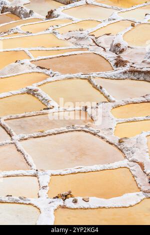 Detail der Salinen von Maras, Salinas de Maras, Cuzco Region, Peru, Südamerika Stockfoto