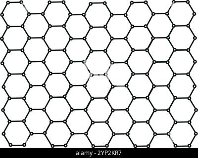 Schwarze Hexagone mit Wabenmuster, die durch einen Kreis derselben Farbe verbunden sind Stock Vektor