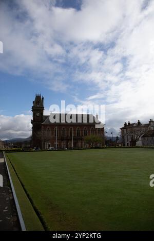 Wigtown Park, Bowling Green und Touristeninformation, Dumfries und Galloway Stockfoto