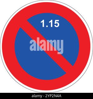 Französisches Straßenschild: Kein Parken auf der Schilderseite vom 1. Bis 15. Des Monats Stock Vektor