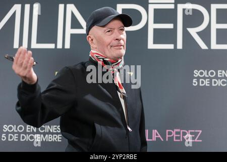 Jacques Audiard nimmt am 28. November 2024 in Madrid, Spanien, am Fotogespräch „Emilia Pérez“ im Hotel Only You Teil. Stockfoto