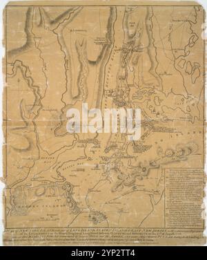 Ein Plan von New York Island, mit Teilen von Long Island, Staten Island und East New Jersey: Mit einer besonderen Beschreibung des Einsatzes auf den Waldhöhen von Long Island, zwischen Flatbush und Brooklyn, am 27. August 1776 zwischen den Truppen seiner Majestät unter General Howe und den Amerikanern unter General Putnam, die auch die Landung der britischen Armee auf New York Island und die Eroberung der Stadt New York &c. Am 15. September darauf, mit der anschließenden Disposition beider Armeen 1776-10-19, durch Faden, Wilhelm, 1749-1836 Stockfoto