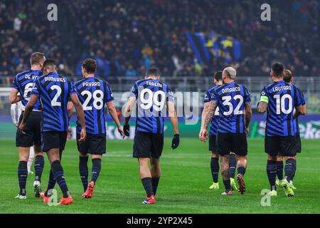 Mailand, Italien. November 2024. Spieler des FC Internazionale, die während der Phase der UEFA Champions League 2024/25 zu sehen waren – Matchday5 Fußballspiel zwischen dem FC Internazionale und RB Leipzig im San Siro Stadium Credit: dpa/Alamy Live News Stockfoto