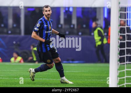 Mailand, Italien. November 2024. Henrikh Mkhitaryan vom FC Internazionale in Aktion während der Phase der UEFA Champions League 2024/25 – Matchday5 Fußballspiel zwischen FC Internazionale und RB Leipzig im San Siro Stadium Credit: dpa/Alamy Live News Stockfoto