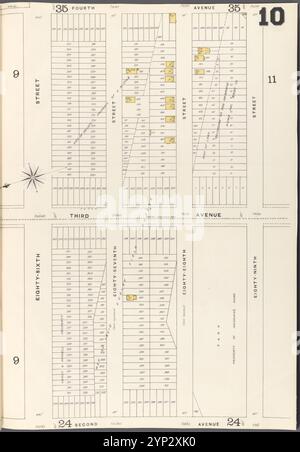 Brooklyn Vol. A Plate No. 10 [Karte begrenzt durch 86th St., 87th St., 88th St., 89thSt.; einschließlich 2nd Ave., 3rd Ave., 4th Ave.] 1884 - 1936 Stockfoto